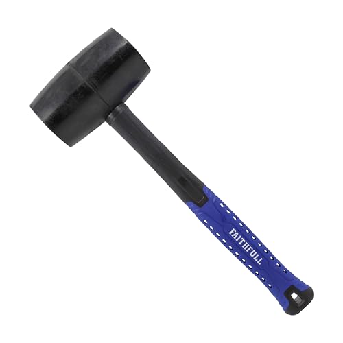 Faithfull Black Rubber Mallet 907g (32oz) – Durable Rubber Head with High-Strength Fibreglass Shaft & Ergonomic Non-Slip Grip for Assembly, Flooring & Non-Damaging Striking Tasks