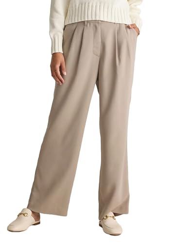 Image of Elendra Cotton Blend Wide Leg Pants for Women | HIGH Waist Formal Baggy Pants