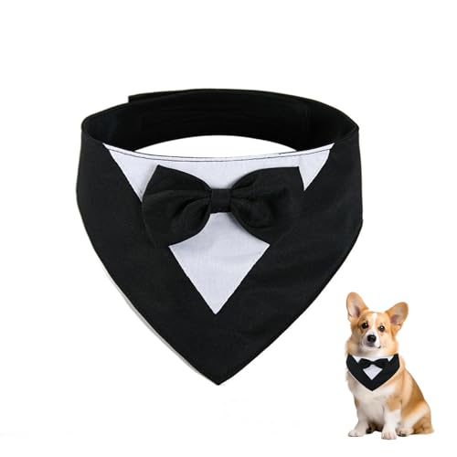 SHENGYIG Hunde Halstuch, M Größe Schwarz Kostüm für Hunde, Fliege-Stil, Verstellbar Hund Kleidung, Selbstklebend, 42 cm Schal, für Verkleiden von Haustieren