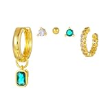 Pendientes de aro verde para mujer, aros coloridos de Huggie para múltiples piercing minimalista regalo de joyería