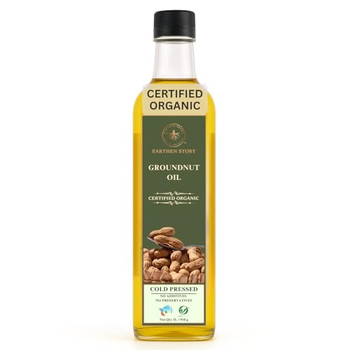 Image of Earthen Story Certified Organic Groundnut Oil 1L | Lab Tested for 250+ Pesticides | Cold Pressed & Unrefined | Kacchi Ghani Peanut Oil | Heart-Healthy, Chemical-Free Cooking Oil
