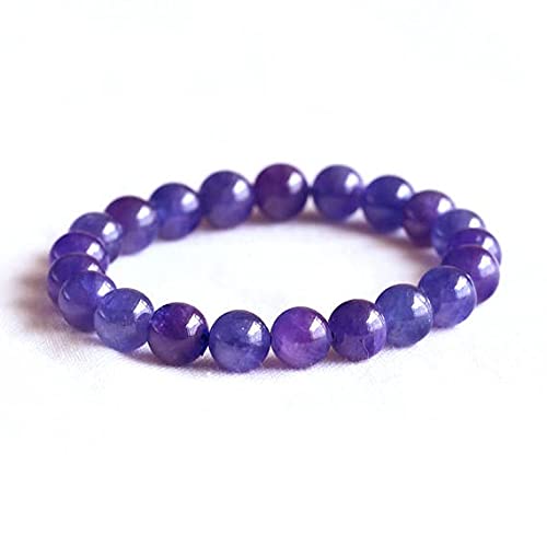 LKBEADS 1 pasmo naturalny fioletowy niebieski tanzanit rozciągliwe wykończenie męska bransoletka okrągłe koraliki 9 mm 05082
