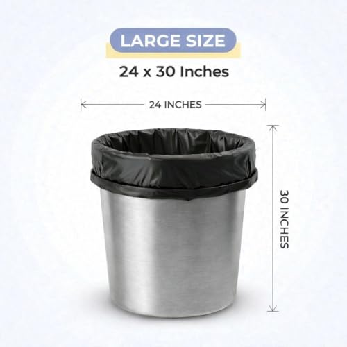 Image of Garbage Bags /Dustbin Bags - 120 Micron Heavy - Duty Trash Bags (24 x 30 Inches) - Large Leak -Proof Bin Liners for Kitchen, Office & Industrial Use - 500g Pack (Black, Pack of 6) - 42 Bags