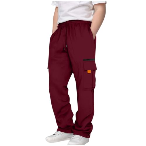 Pantalón Cargo Niño Casual Pantalones Chándal Infantil con Bolsillos Laterales y Cintura Elástica Pantalón Deportivo Niño Holgado de Estilo Urbano para Colegio Ocio Diario (9-10 Years)