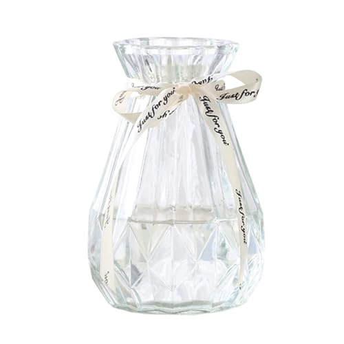 TSKDKIT Clear Glass Vase Decoration Flowers Glass Bottle Thicken Vase with Ribbon Glass Vase for Gift Wedding Living Room Modern Decor(18 x 8cm) - Cosy Home Interiors TSKDKIT Clear Glass Vase Decoration Flowers Glass Bottle Thicken Vase with Ribbon Glass Vase for Gift Wedding Living Room Modern Decor(18 x 8cm) - Image 8