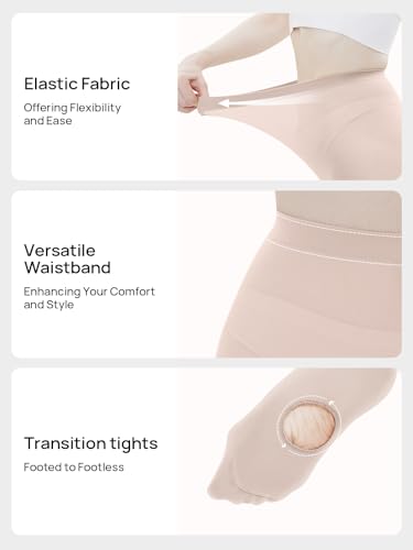 Image of MANZI Dance Tights for Women Solid Color Ballet Tights Comfortable Convertible Opaque Tights Pack of 3