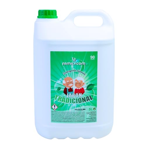 Familycom Detergente Liquido para Lavadora Profesional Marsella Colores Jabon Tradicional , 5 Litros...