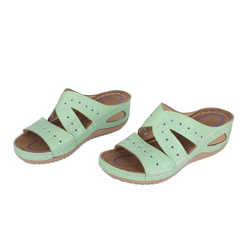 aaSccex Sandalias y chanclas para mujer, sandalias ortopédicas para mujer, pantuflas con soporte de arco, pantuflas de casa para verano, zapatos de playa, zapatos planos para mujer, sandalias de cuña