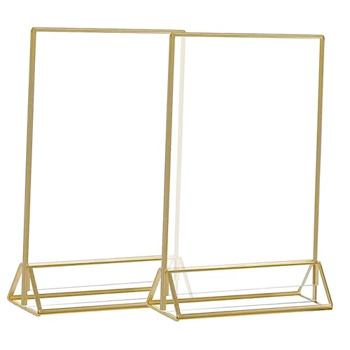 Uonlytech Festival Reception Decor Acrylic Table Number Signs Reusable Seat Sign Holders 2 Pack 4x6 Inches