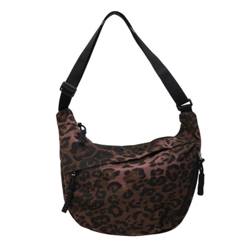 Leopard Print Half Moon Shoulder Bag Large Crossbody Bag for Women (Coffee) (bag)