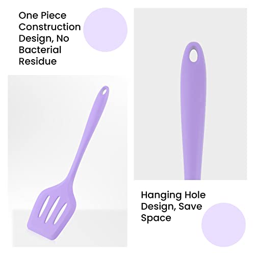 Silicone Slotted Spatula, Silicone Turner, Slotted Spatula For Cooking, Spatulas For Nonstick Cookware, Spatulas Silicone Heat Resistant, Rubber Spatula For Fish, Eggs (Purple) #TOP3