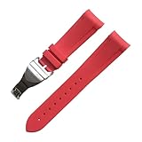 ROUHO 22mm Cinturino Orologio Gomma Siliconica - Orologio Cinturino Morbido Impermeabile per Tudor Black Bay BB58 Pelta-Rosso