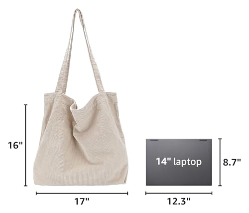 Image of 2026 Corduroy Tote Bag with Zipper Large Casual Handbags Shoulder Purse for Women