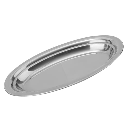 WEKADRIN Plato Ovalado de Acero Inoxidable 25,5 CM para Cocinar al Vapor Pescado y Servir Aperitivos en Casa