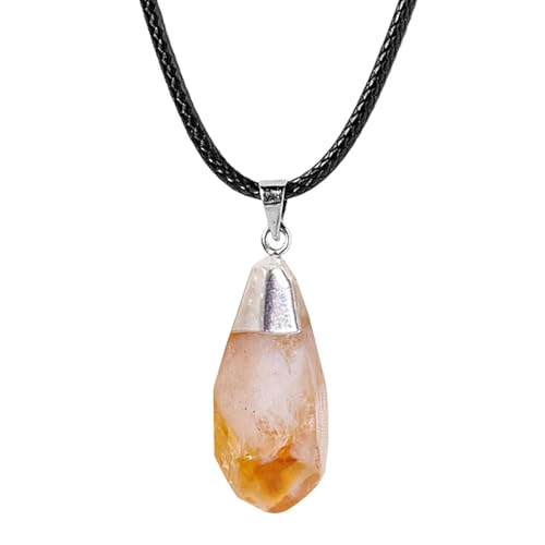 Fogukier Collier en citrine, pendentif en pierre de jaune, bijou charmant pour anniversaire, Noël, Saint-Valentin, Refer to description, Unisexe