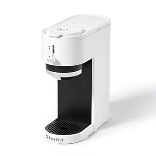 Starfrit Machine à café 2 en 1 - Pour préparer des dosettes K-Cup ou du café moulu - Bec réglable pour tasses - Panier filtrant amovible - Blanc mat