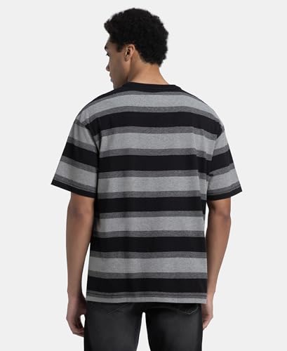 Image of Jockey UM24 Men Super Combed Cotton Rich Striped Oversized T-Shirt