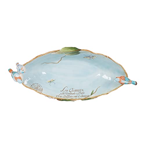 Fitz and Floyd Toulouse Centerpiece Serving Bowl, 23 Inch, Blue