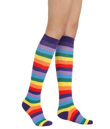 Image of Women's Knee High Athletic Socks Casual Stripes Tube Socks Outdoor Sport Socks