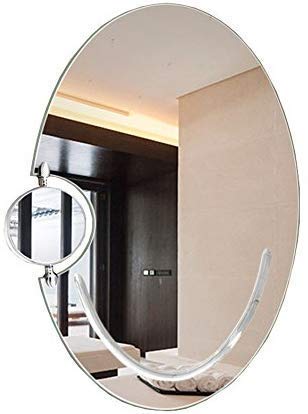 ZD-DZ Creative Oval Bathroom Makeup Mirror Wall-mounted Frameless Vanity Mirror