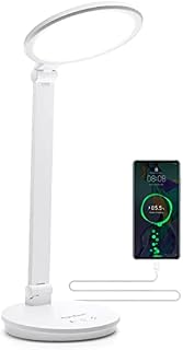 Aigostar LED Desk Lamp, Steplessly Dimmable Daylight Lamps, Eye Caring Reading Lamp with USB Charging Port, Super Bright 8W Touch Control Nail Desk lamp 3 Colour Modes for Studying, Working, Office