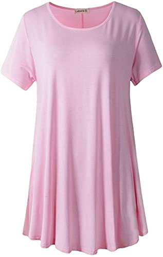 LARACE Plus Size Tops for Women Short Sleeve Shirts Casual Summer Clothes Round Neck Tunics for Leggings