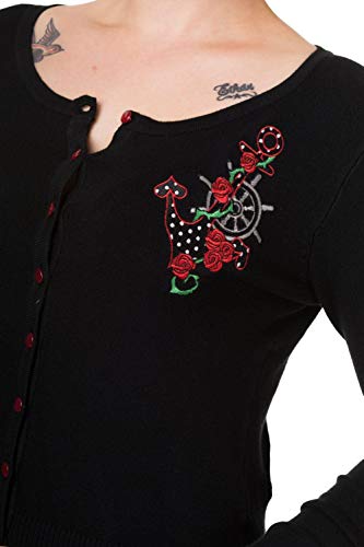 Anchor Retro Vintage Rockabilly 50'S Top Cardigan - Black (S) #TOP2