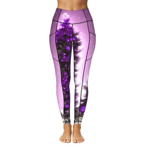 Leggings de Navidad morados para mujer conjuntos deportivos cómodos que no se transparentan 2