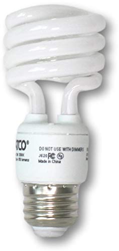 Satco S6238 Light Bulb Pack Of 4 Mini Spiral Compact Fluorescent Cfl 13W, 3500K Neutral White, 900 Lumens, E26 Medium Base, 120V, T2 Shape, 82 Cri, 60W Equivalent; 4 Bulbs Total #TOP6