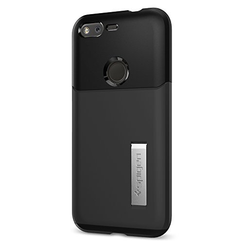 Spigen Slim Armor Google Pixel Case with Kickstand and SF Coated Non Slip Matte Surface and Air Cushion Technology Drop Protection for Google Pixel 2016 - Black
