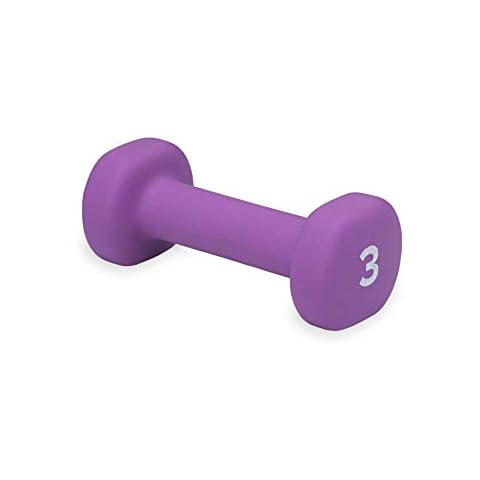 Gaiam Dumbbell Hand Weight (Sold in Singles) - Neoprene Coated Exercise & Fitness Dumbbell for Home Gym Workouts and Strength Training - Free Weights for Women and Men (3lb, Purple) Cover
