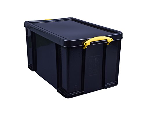 Really Useful - Caja plástica con tapa (84 litros, apilable, 444 x 710 x 380 mm), color negro