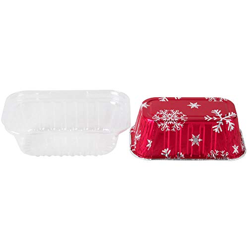 Disposable Aluminum Holiday 1 Lb. Mini Loaf Pans With Clear Snap On Lid #9302X (10) #TOP5