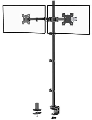 Image of WALI Dual Monitor Stand Desk Mount, 47.2 inch Tall Monitor Stand Fully Adjustable, Articulating Arm for 2 Monitors up to 27 inch, 22lbs (M002XXL), Black