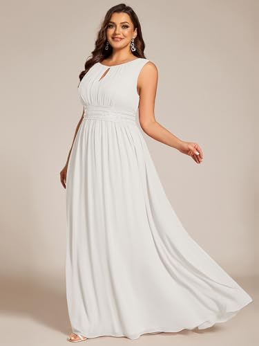 Image of Ever-Pretty Plus Women's Round Neck Sleeveless Empire Waist Maxi Plus Size Formal Gowns Bridesmaid Dresses