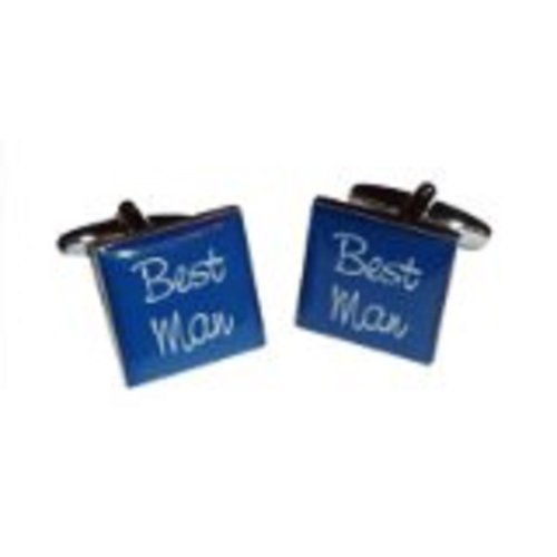 Mancuernillas cuadradas azul oscuro para boda miniatura 1