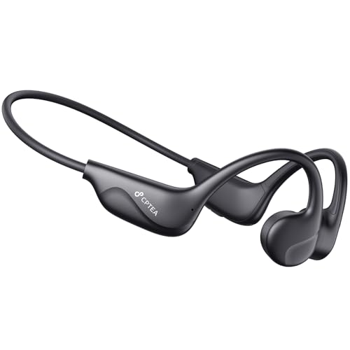 CPTEA Bone Conduction Headphones, Open Ear Wireless Bluetooth Headphones, 8H Playtime, Lightweight Sport Headphones with Mic, Sweatproof Running Headset for Workout Cycling Gym, Black