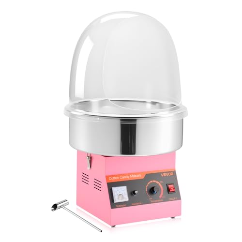 VEVOR Electric Cotton Candy Machine, 1000W Commercial Floss Maker With Cover, Commercial Cotton Candy Machine w/Stainless Steel Bowl & Sugar Scoop, Ideal for Carnival, Birthday, Family Party, Pink - Best Cotton Candy Machines