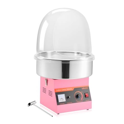 VEVOR Elektrische Zuckerwattemaschine 1000 W, Zuckerwattenmacher mit Abdeckung & Edelstahlschüssel & Zuckerlöffel, Ideal für Karneval Geburtstage Familienfeiern, Zuckerwattegerät Rosa