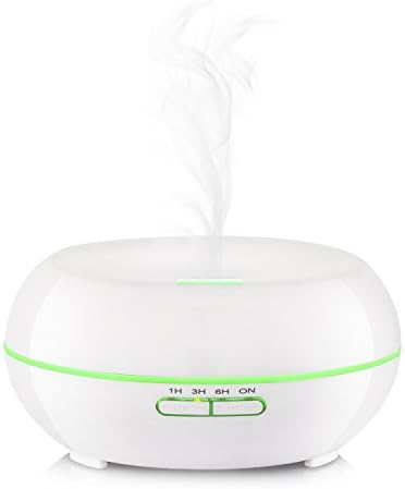 Essential Oil Diffuser - Aroma Diffuser Ultrasonic Whisper Quiet Cool Mist - Aromatherapy Humidifier with 7 Color Changing LED Lights - Auto Shut Off for Home and Office - BPA Free (200ml White)