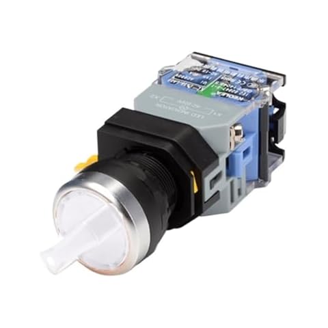 FUKUZL LA38-11XD/2 Rotary Push Button Switch with lamp 22MM 2 Position 3 Position Latching LED knob switches Multicolor Optional 1NO 1NC(Color:White,Size:3P 2NO-24V) Cover