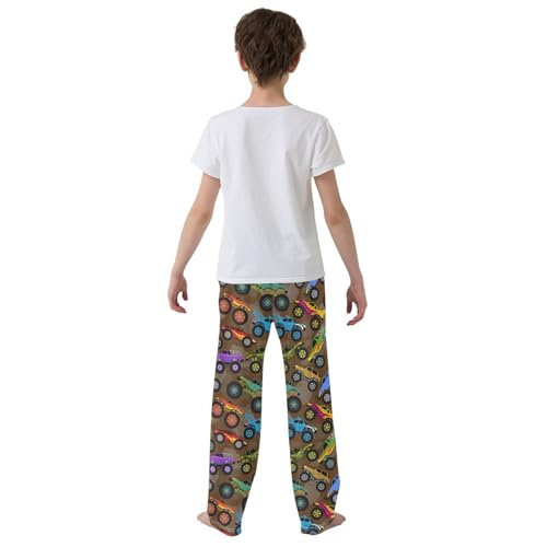 ZZXXB Colorful Cars Print Boys Long Pants Soft Trousers Elastic Waist Kids Lounge Bottoms with Pockets S-XL3
