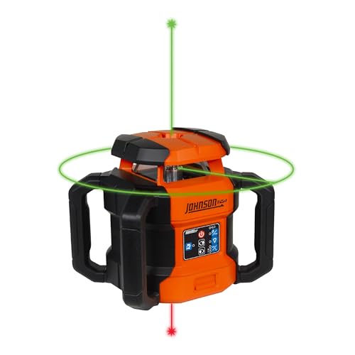 Image of Johnson Level & Tool JRT300-GNHV-K Self-Leveling Dual Slope Rotary Laser Kit with GreenBrite Technology, 4,000FT Range, Lithium Ion Batteries, Magnetic Target, Laser Detector, Remote Control