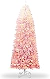 Garvee Weihnachtsbaum Künstlich Rosa 180 cm Tannenbaum mit Faltbarem Metallständer Wiederverwendbarer Christbaum Geschmückt für Weihnachten