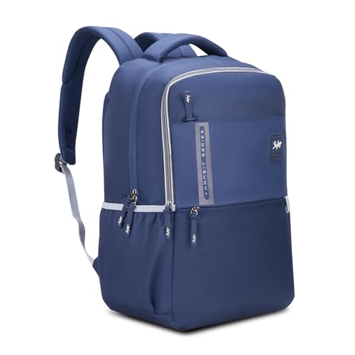 Image of Skybags Transit 17 Inch Compatible Laptop Backpack 29L | 2 Compartments with Quick-Access Front Pocket & Rain Cover | Air-Mesh Back Panel & Side Pocket | Office & Travel Backpack for Men & Women