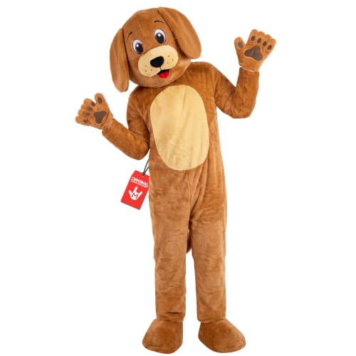Morph, Brown Mascot Dog Costume for Adults, Halloween Costumes for Adults, XL