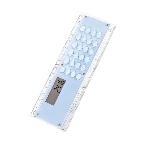 Regla multifuncional de doble cara de 15 cm, calculadora integrada de 8 dígitos, diseño ligero para estudiantes, regla profesional de regalo de vacaciones con medición y cálculo