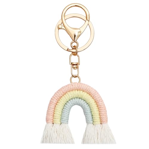 huoflame Schlüsselanhänger Regenbogen Boho – Handgemachtes...