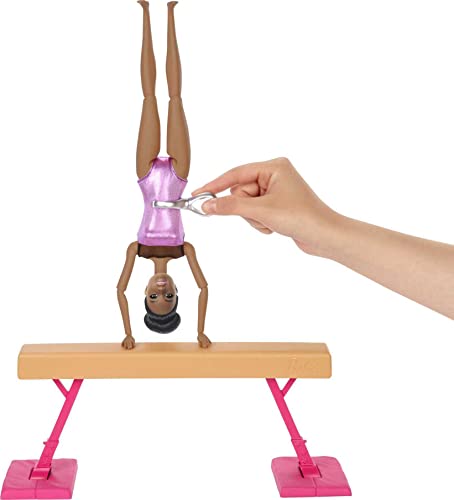 Barbie Gymnastics Playset With Doll And 15+ Accessories, Twirling Gymnast Toy With Balance Beam, Brunette Doll #TOP3
