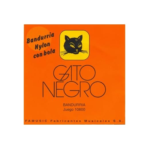 Juego de cuerdas para bandurria NYLON 12 cdas nylon y entorchadas nylon Ferrer Gato Negro. Cuerdas dobles. LA-MI-SI-FA#-DO#-SOL# Fabricado artesanalmente en España desde 1868.